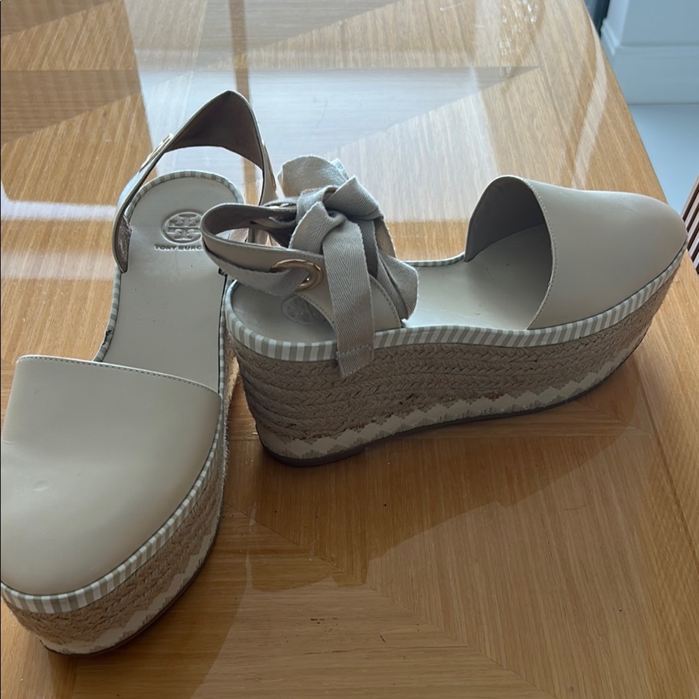 Tory Burch Cream Espadrille Slip-On Shoes